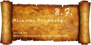 Micsinai Friderika névjegykártya